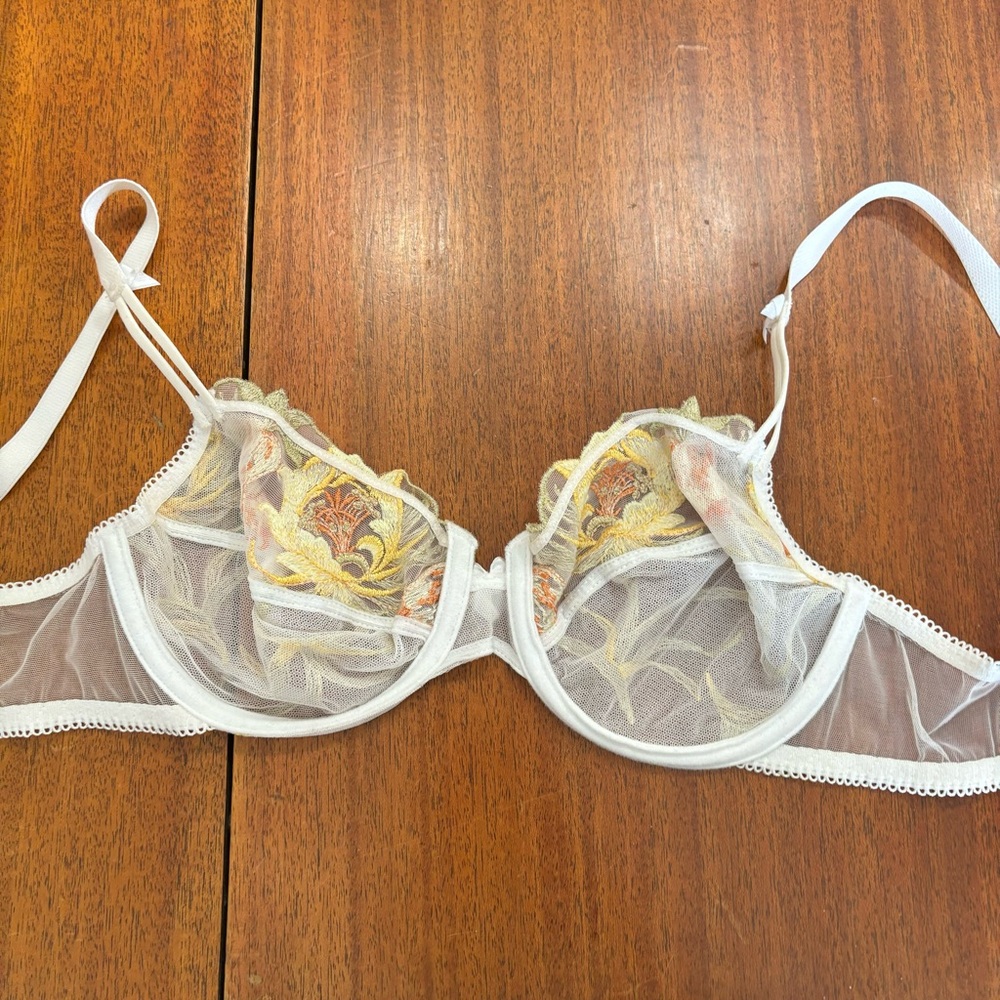 Antinea by Lise Charmel French Lingerie 32C Bra  White Yellow Orange - Picture 4 of 8